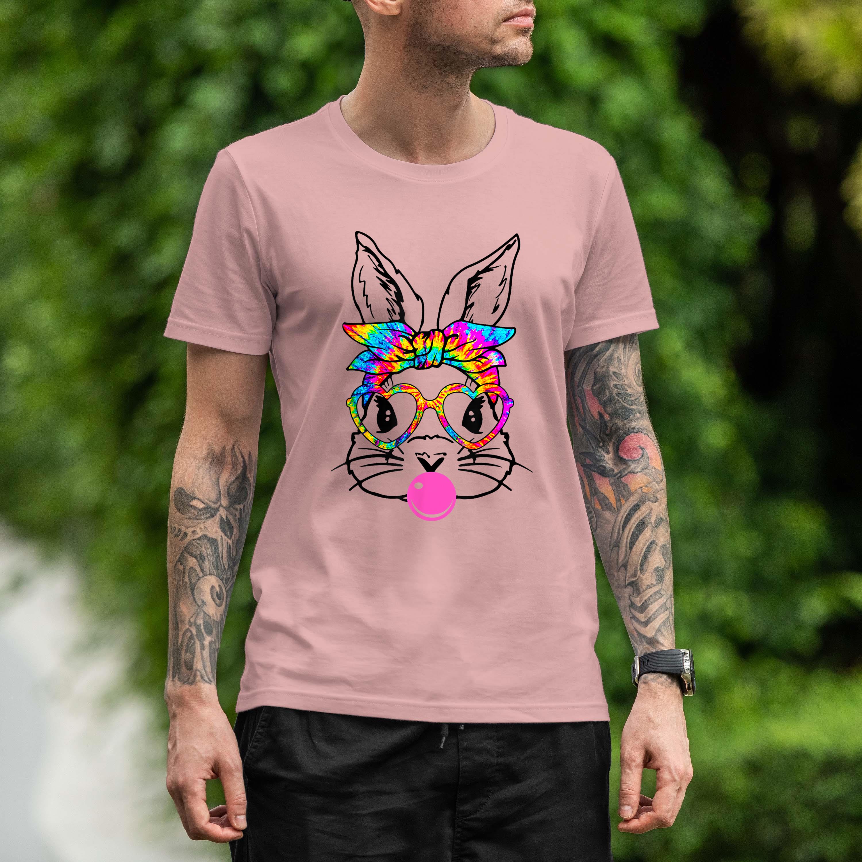 Cute Bunny With Bandana Heart Glasses Bubblegum Easter Day Shirt 